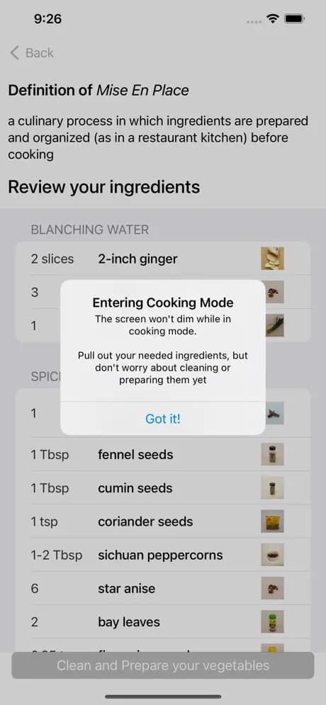 Cooking Mode